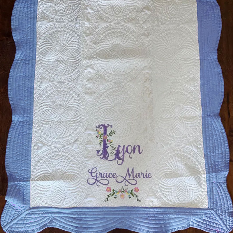 Personalized Heirloom baby Quilt special gift