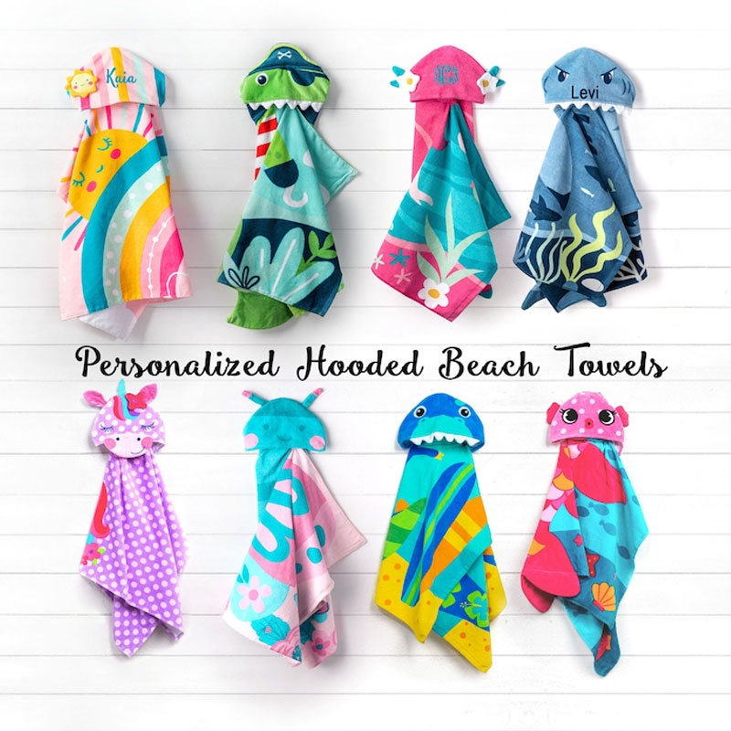 Personalized Hooded Towel Monogram Kids Beach Towels