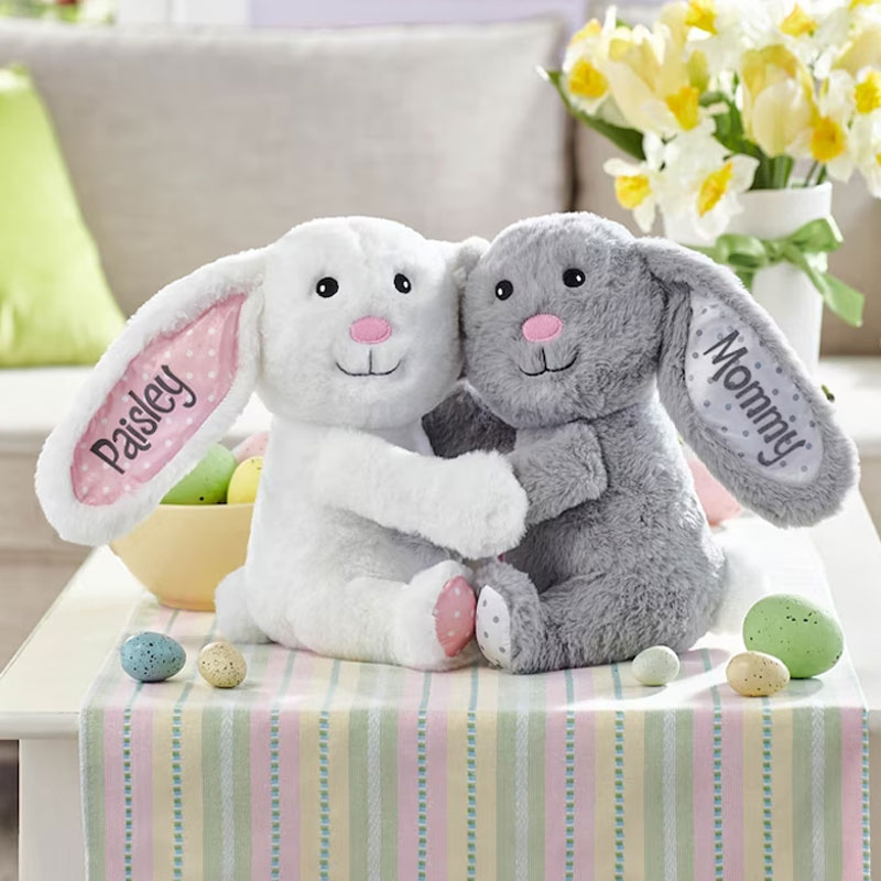 Personalized Hugging Bunnies Plush Cute Rabbit