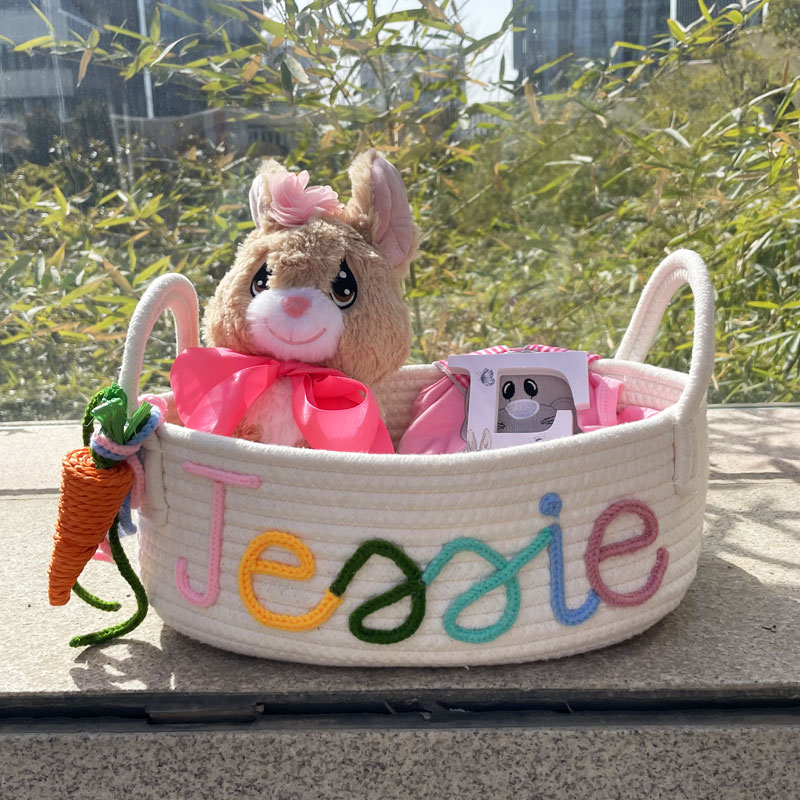 Personalized Kid Easter Basket With Carrot