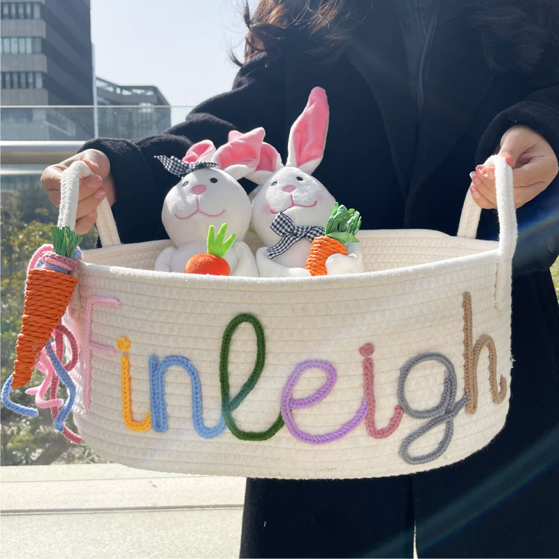 Personalized Kid Easter Basket With Carrot