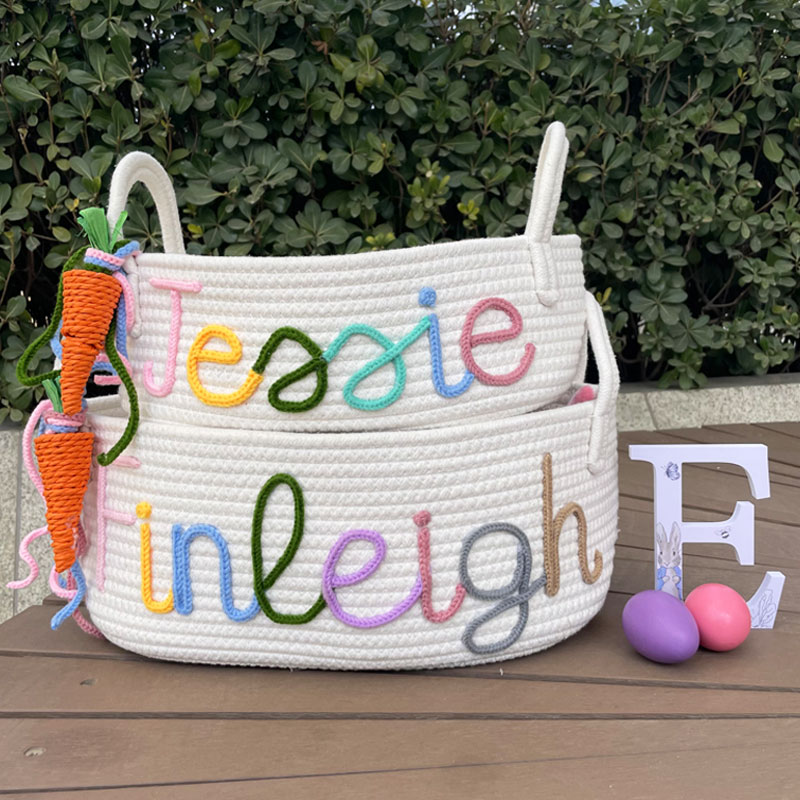 Personalized Kid Easter Basket With Carrot