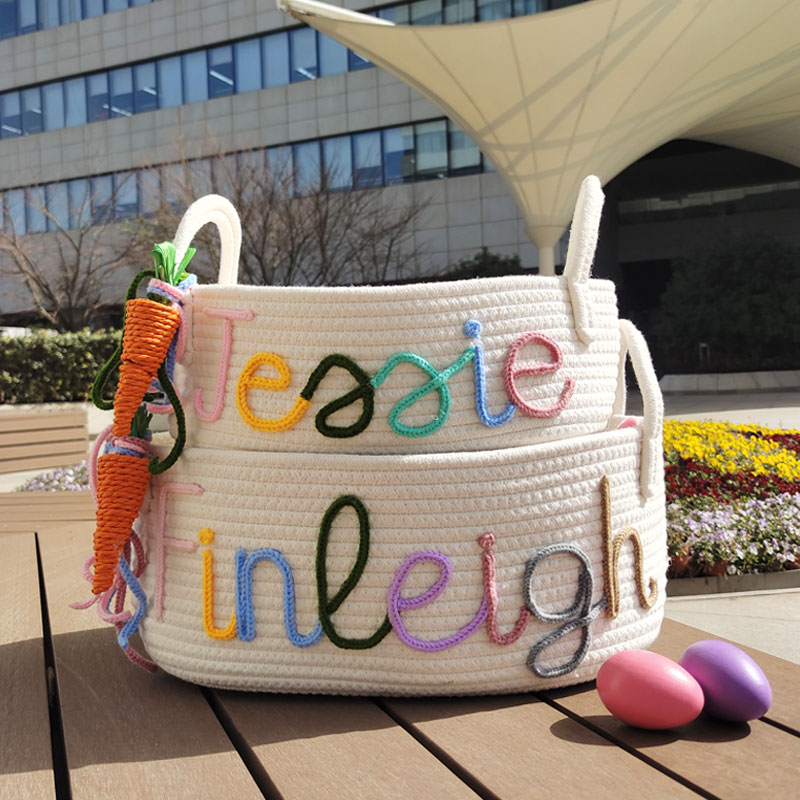 Personalized Kid Easter Basket With Carrot