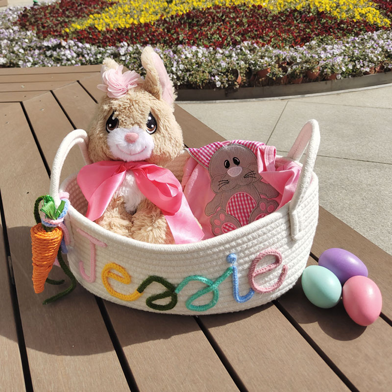 Personalized Kid Easter Basket With Carrot