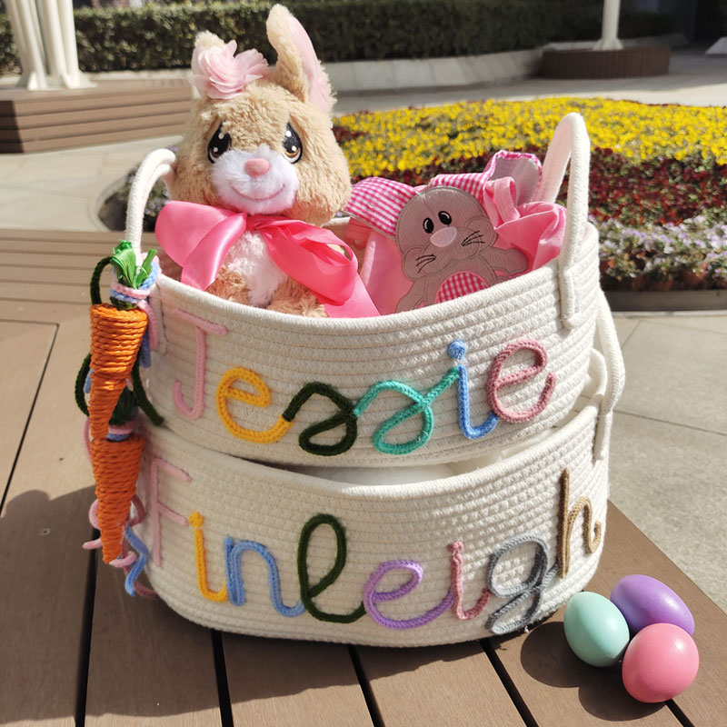 Personalized Kid Easter Basket With Carrot