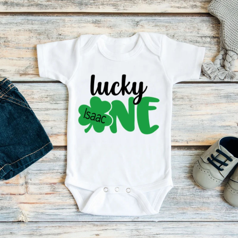 Personalized Lucky One Birthday Baby Onesie