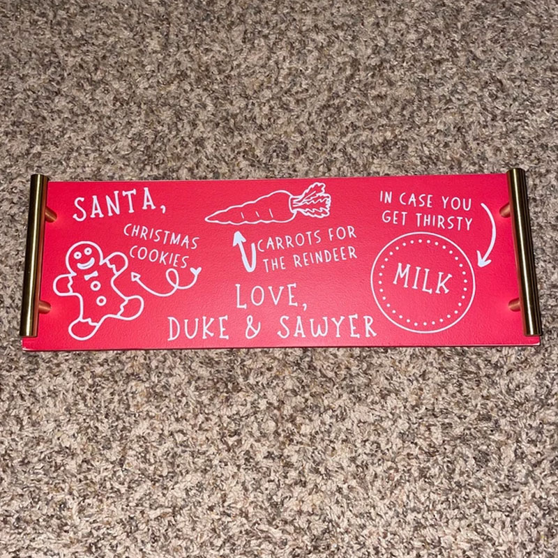 Personalized Milk and Cookies for Santa Wood Tray