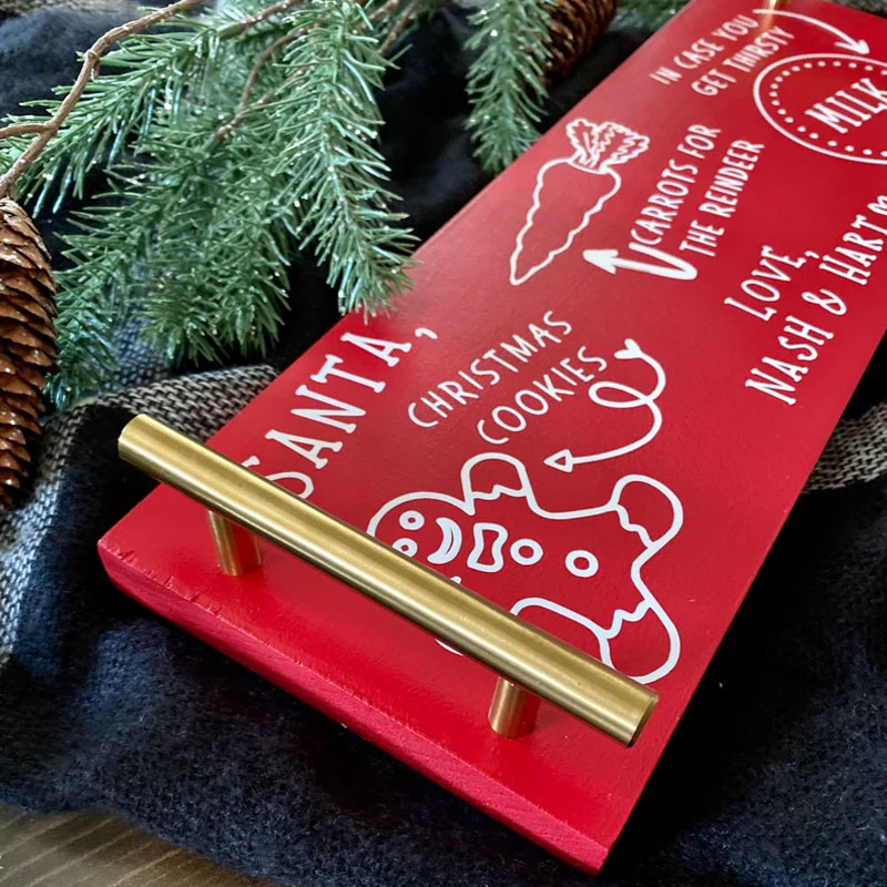 Personalized Milk and Cookies for Santa Wood Tray