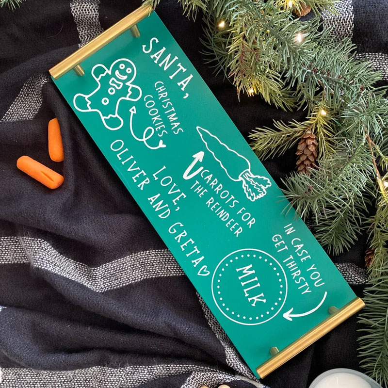 Personalized Milk and Cookies for Santa Wood Tray