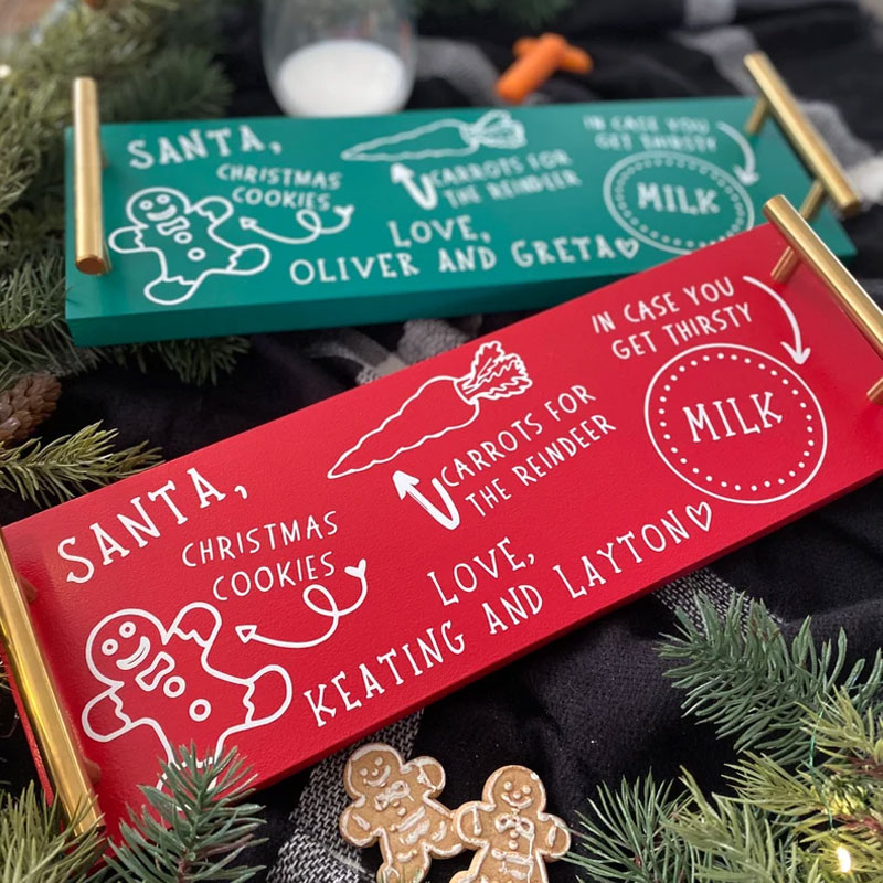 Personalized Milk and Cookies for Santa Wood Tray