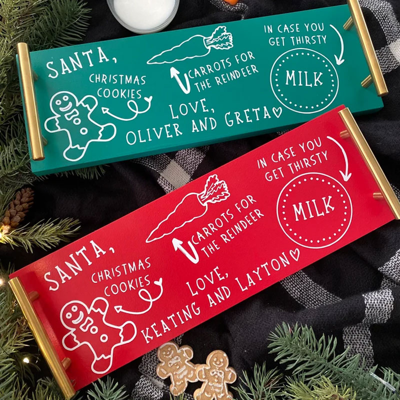 Personalized Milk and Cookies for Santa Wood Tray