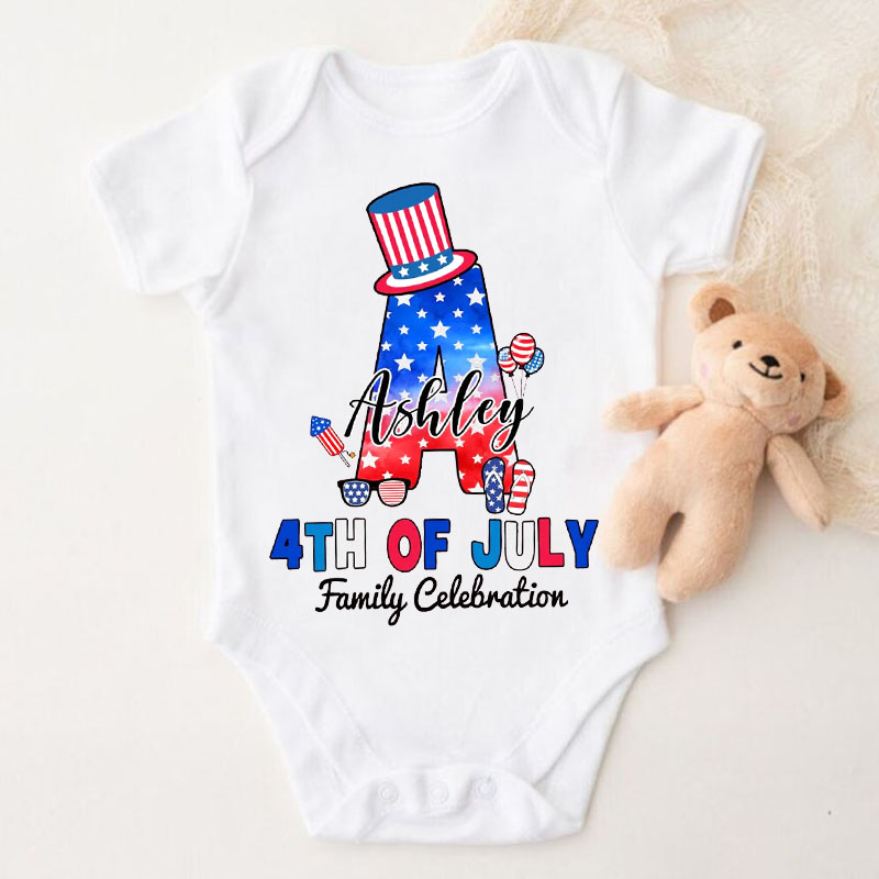 [Baby Bodysuit]Personalized Monogrammed Family 4th Of July Bodysuit
