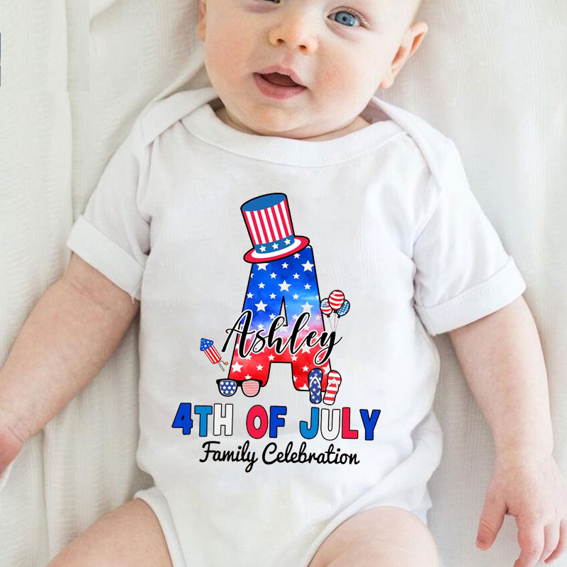 [Baby Bodysuit]Personalized Monogrammed Family 4th Of July Bodysuit