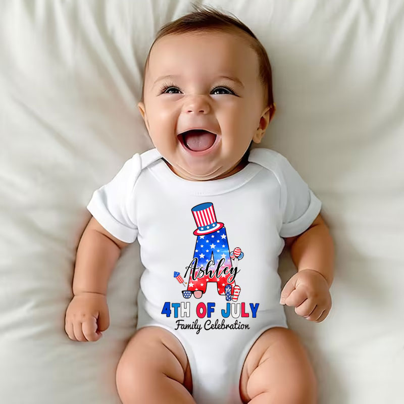[Baby Bodysuit]Personalized Monogrammed Family 4th Of July Bodysuit