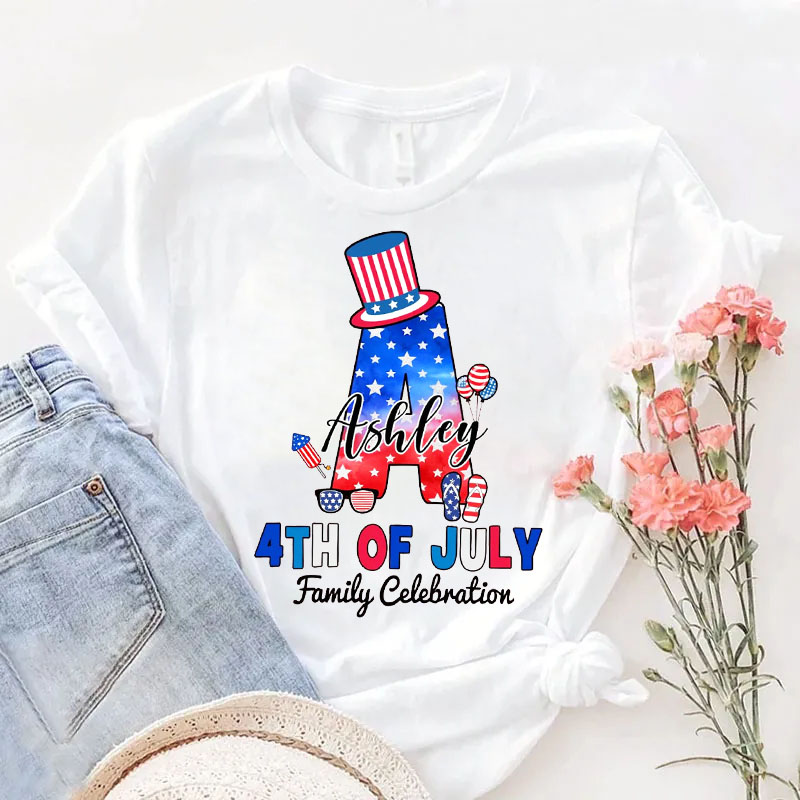 [Adult Tee]Personalized Monogrammed Family 4th Of July Shirt