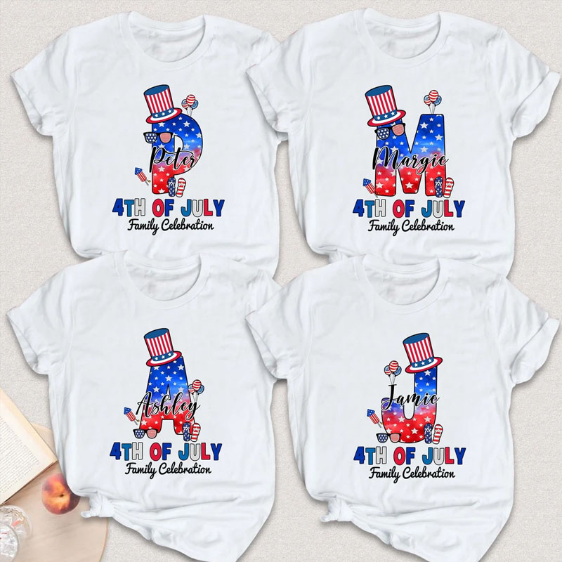 [Adult Tee]Personalized Monogrammed Family 4th Of July Shirt