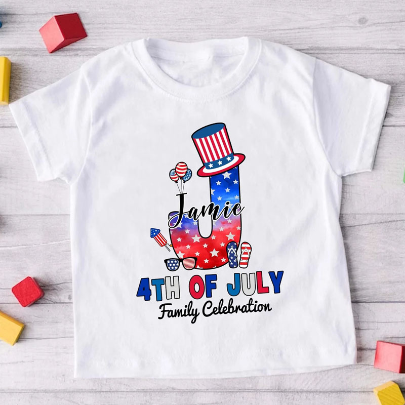 [Youth Shirt / 2-14 Years]Personalized Monogrammed Family 4th Of July Youth Shirt