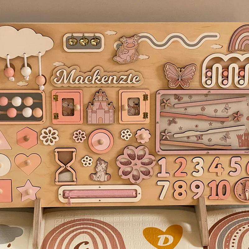  Personalized Montessori Board Wooden Toddler Toys Woodland Busy Board