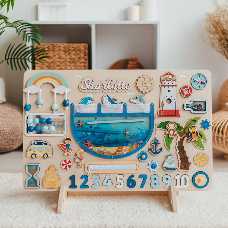  Personalized Montessori Board Wooden Toddler Toys Woodland Busy Board