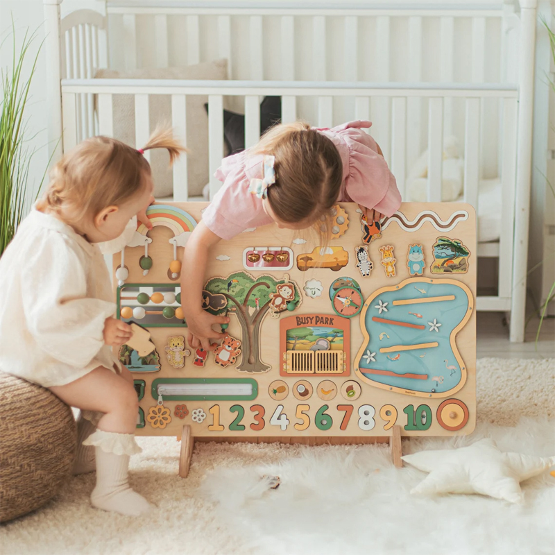  Personalized Montessori Board Wooden Toddler Toys Woodland Busy Board