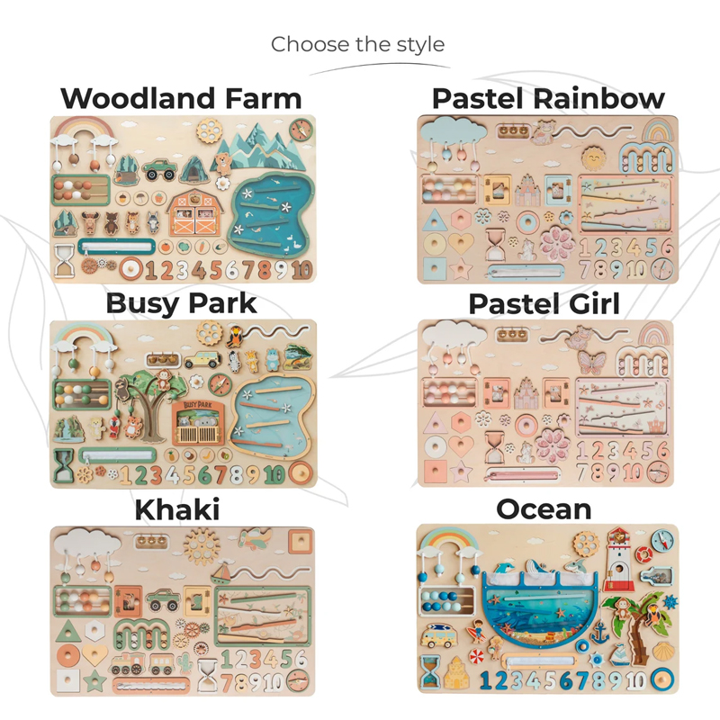  Personalized Montessori Board Wooden Toddler Toys Woodland Busy Board