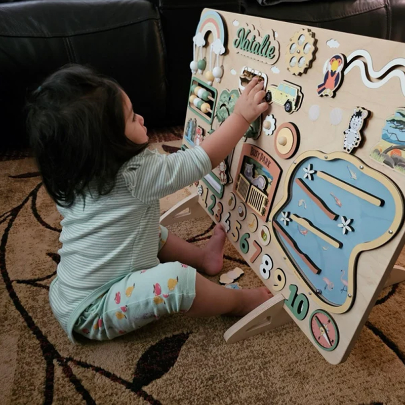  Personalized Montessori Board Wooden Toddler Toys Woodland Busy Board