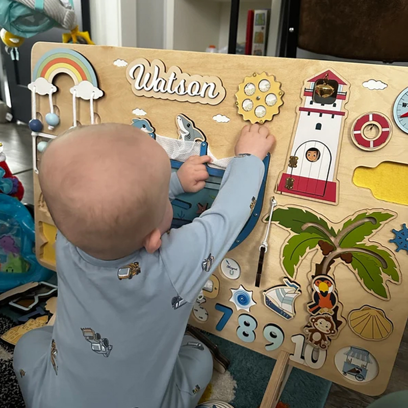  Personalized Montessori Board Wooden Toddler Toys Woodland Busy Board