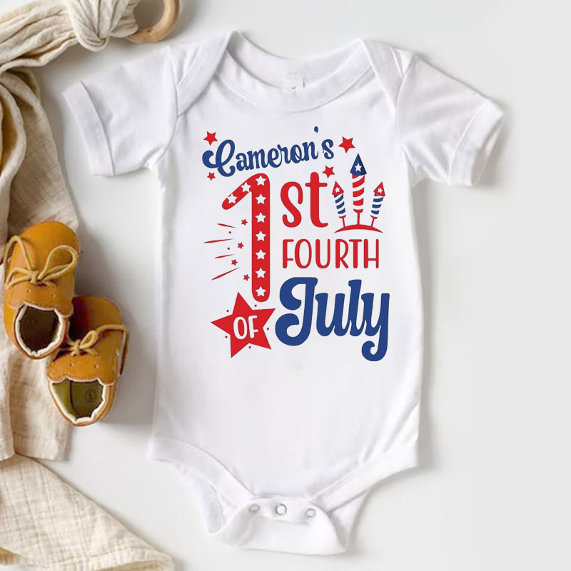 Personalized Name 1st Fourth of July Bodysuit