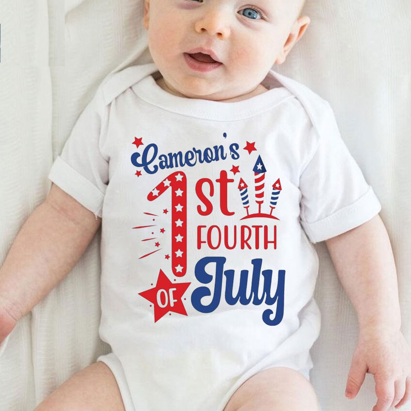 Personalized Name 1st Fourth of July Bodysuit