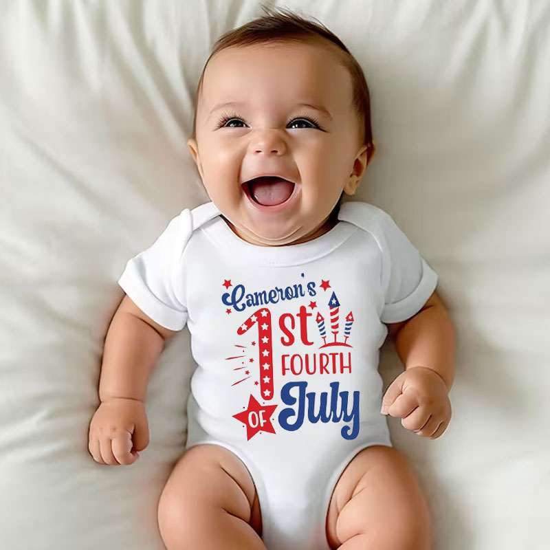 Personalized Name 1st Fourth of July Bodysuit