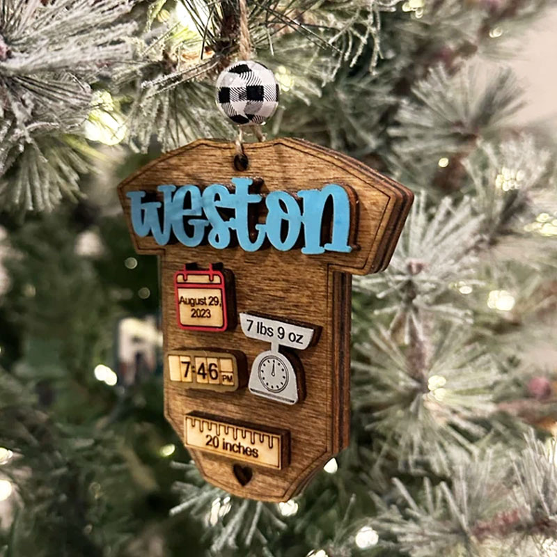Personalized New Baby Keepsake Ornament Baby Stats Ornament