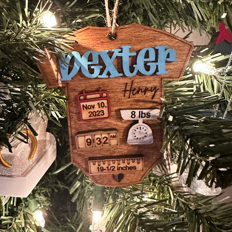 Personalized New Baby Keepsake Ornament Baby Stats Ornament