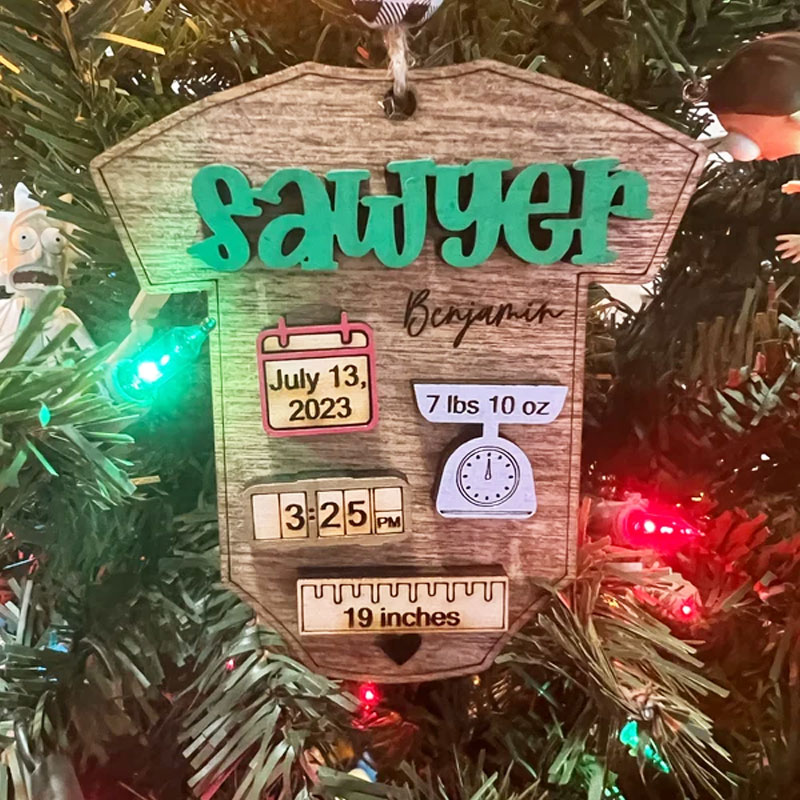 Personalized New Baby Keepsake Ornament Baby Stats Ornament