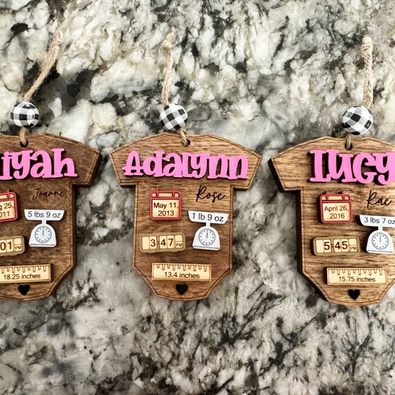 Personalized New Baby Keepsake Ornament Baby Stats Ornament