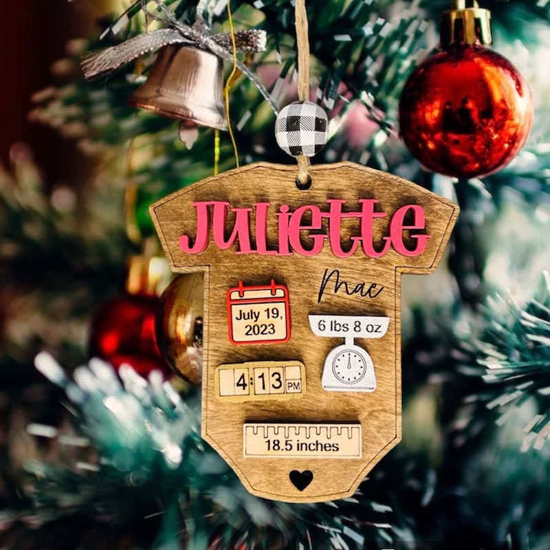 Personalized New Baby Keepsake Ornament Baby Stats Ornament