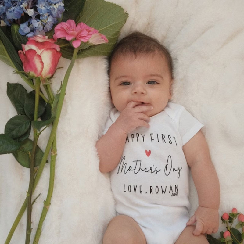 Personalized Our First Mother's Day Cute Bodysuit