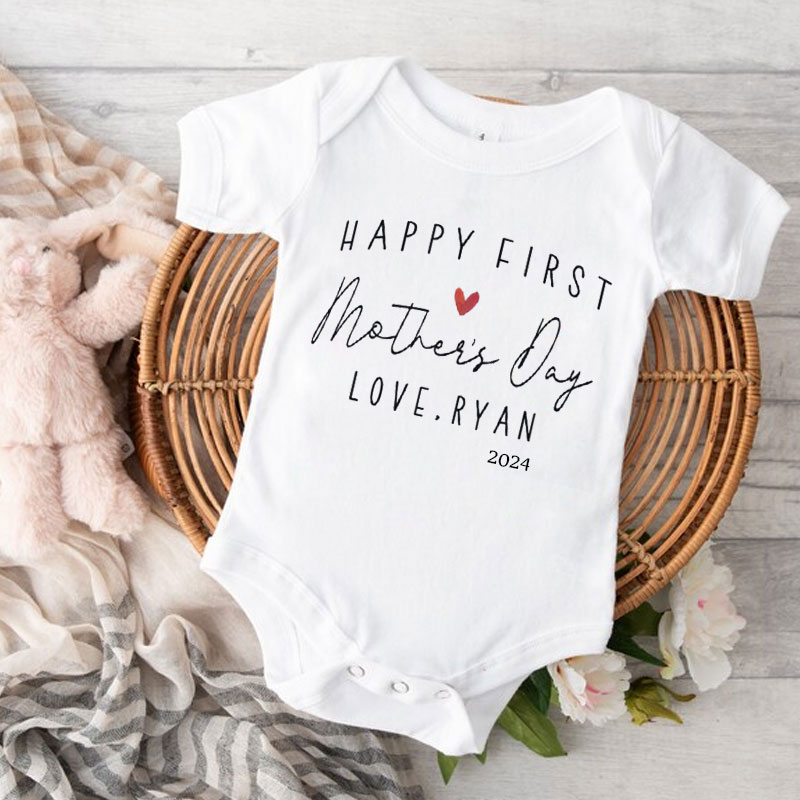 Personalized Our First Mother's Day Cute Bodysuit
