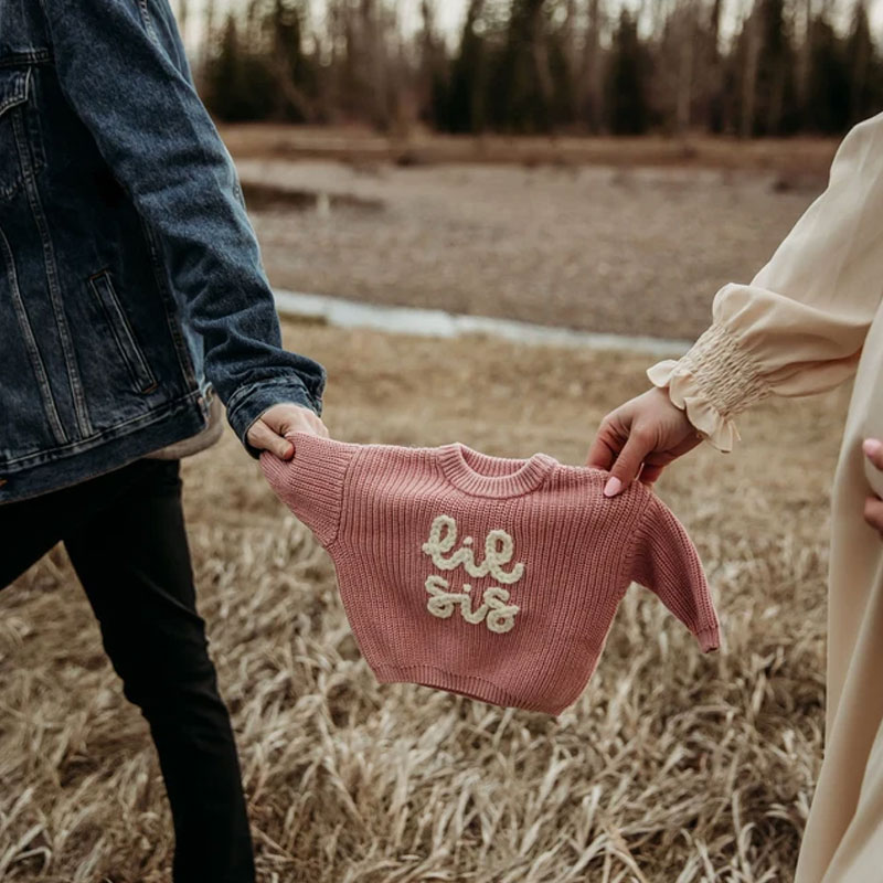 Personalized Oversized Name Kids Sweater Hand Embroidered Sweater
