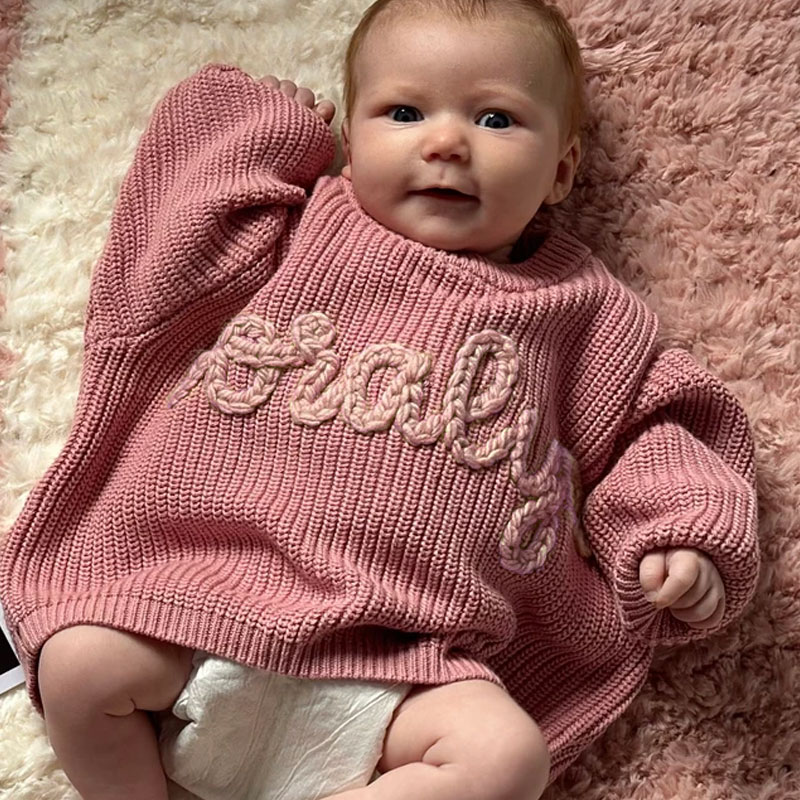 Personalized Oversized Name Kids Sweater Hand Embroidered Sweater