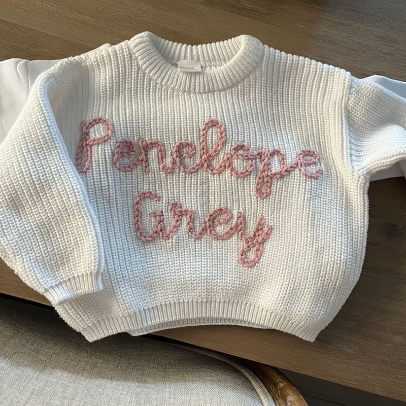 Personalized Oversized Name Kids Sweater Hand Embroidered Sweater