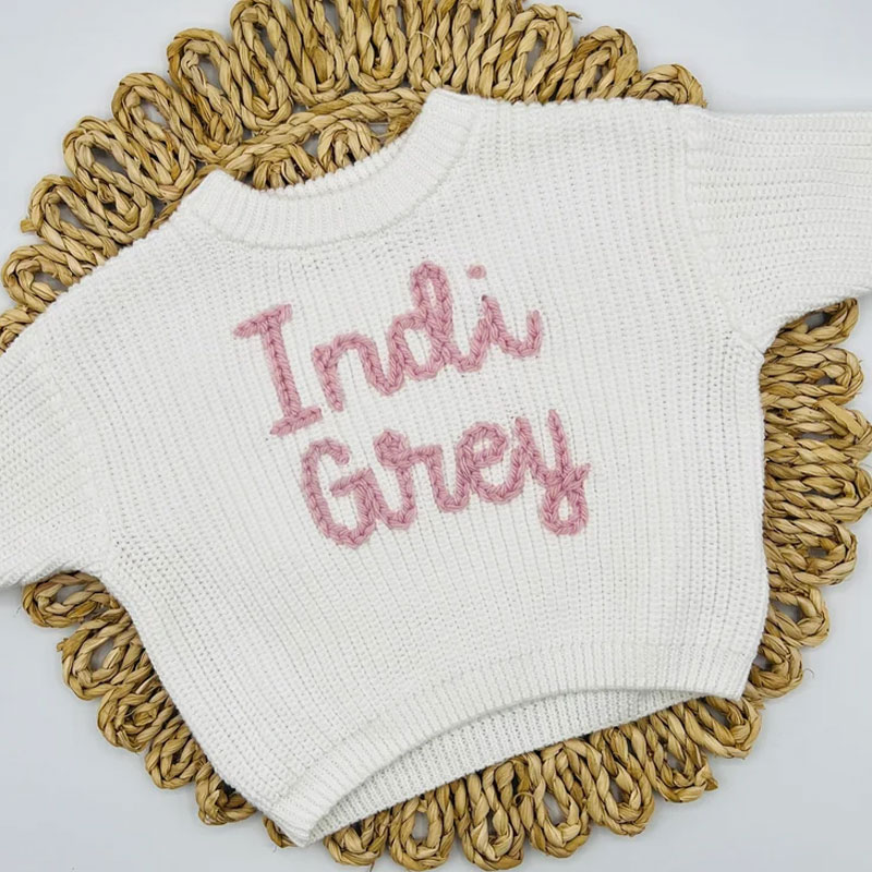 Personalized Oversized Name Kids Sweater Hand Embroidered Sweater