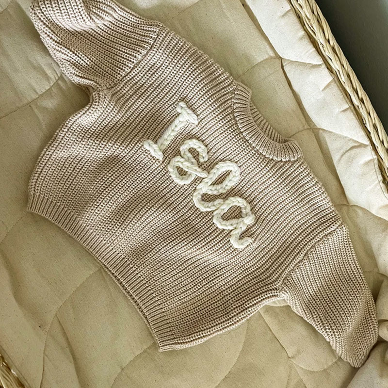 Personalized Oversized Name Kids Sweater Hand Embroidered Sweater