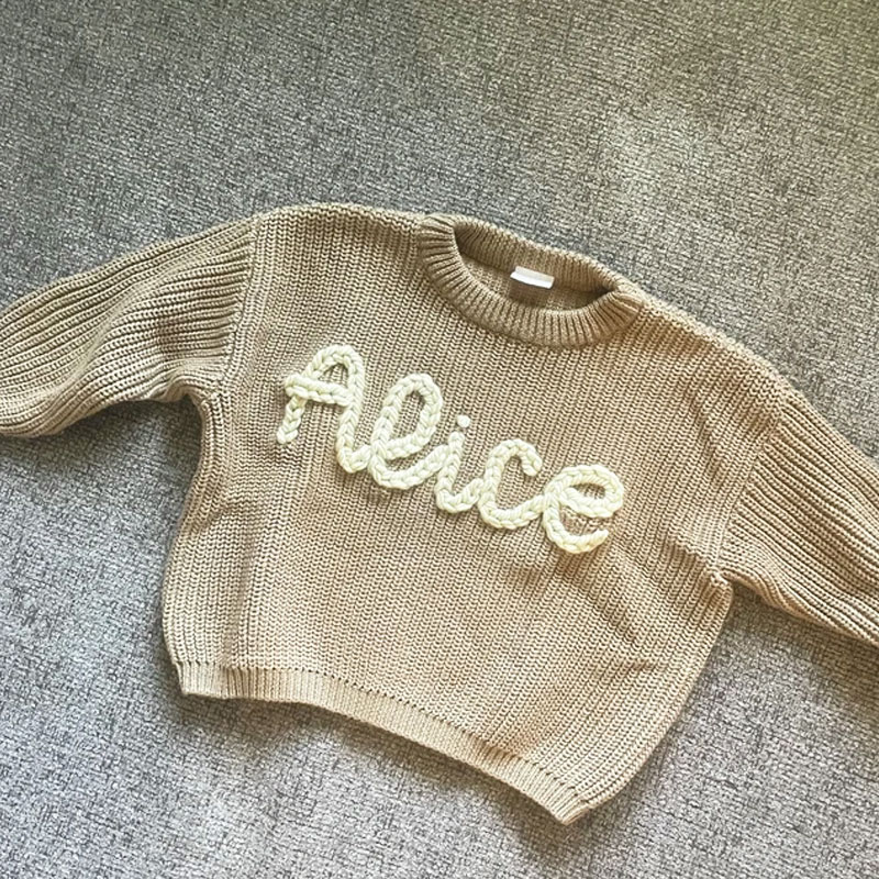 Personalized Oversized Name Kids Sweater Hand Embroidered Sweater