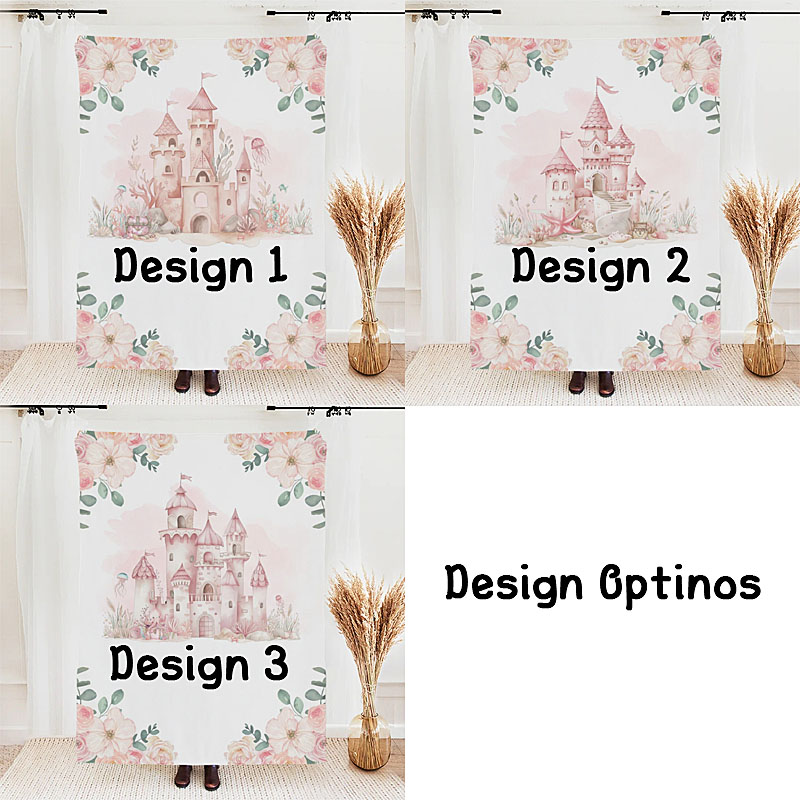Personalized Pink Floral Castle Princess Soft Baby Blanket