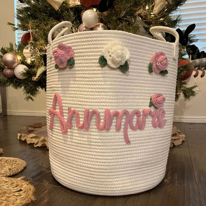 Personalized Rope Hamper Rose Hamper Baby Shower Gift