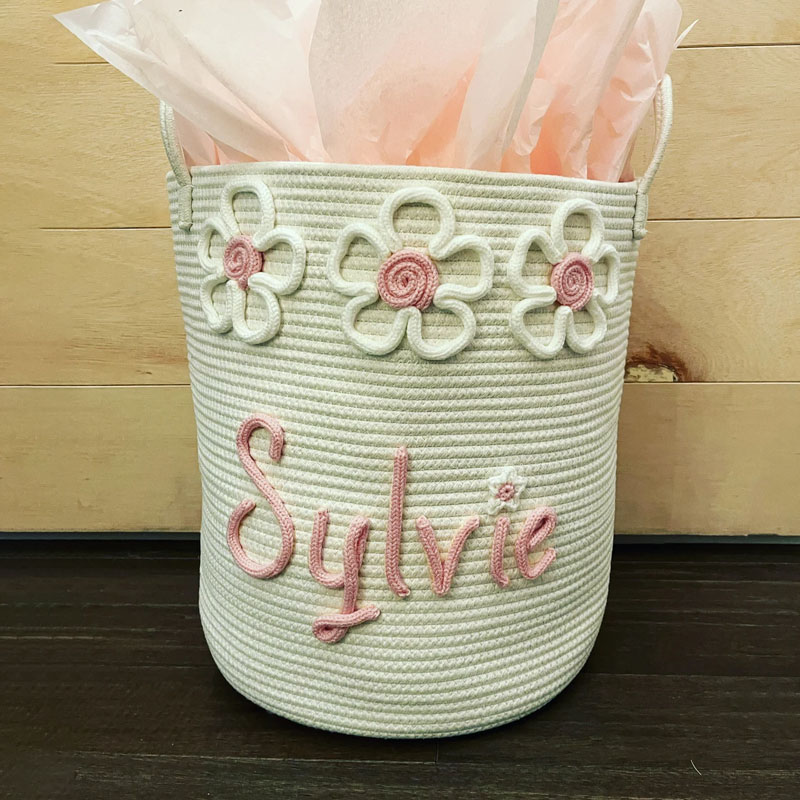 Personalized Rope Hamper Rose Hamper Baby Shower Gift