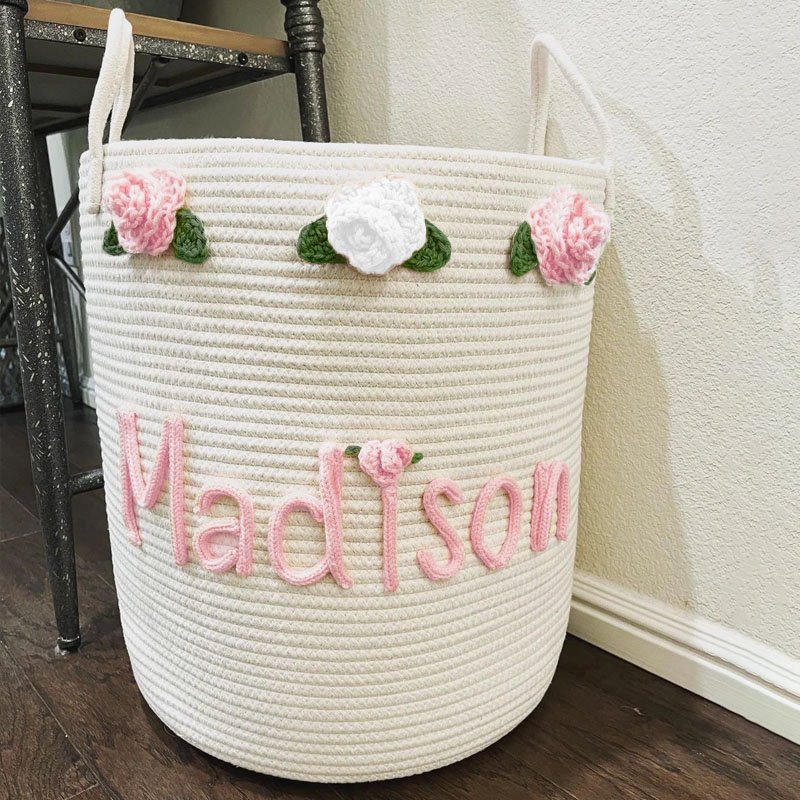 Personalized Rope Hamper Rose Hamper Baby Shower Gift