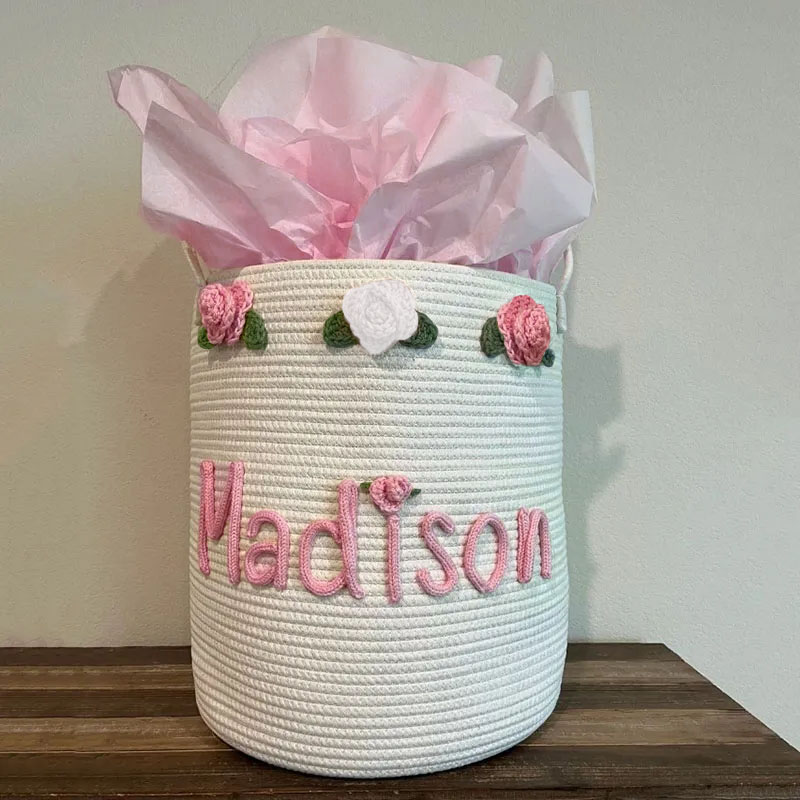 Personalized Rope Hamper Rose Hamper Baby Shower Gift