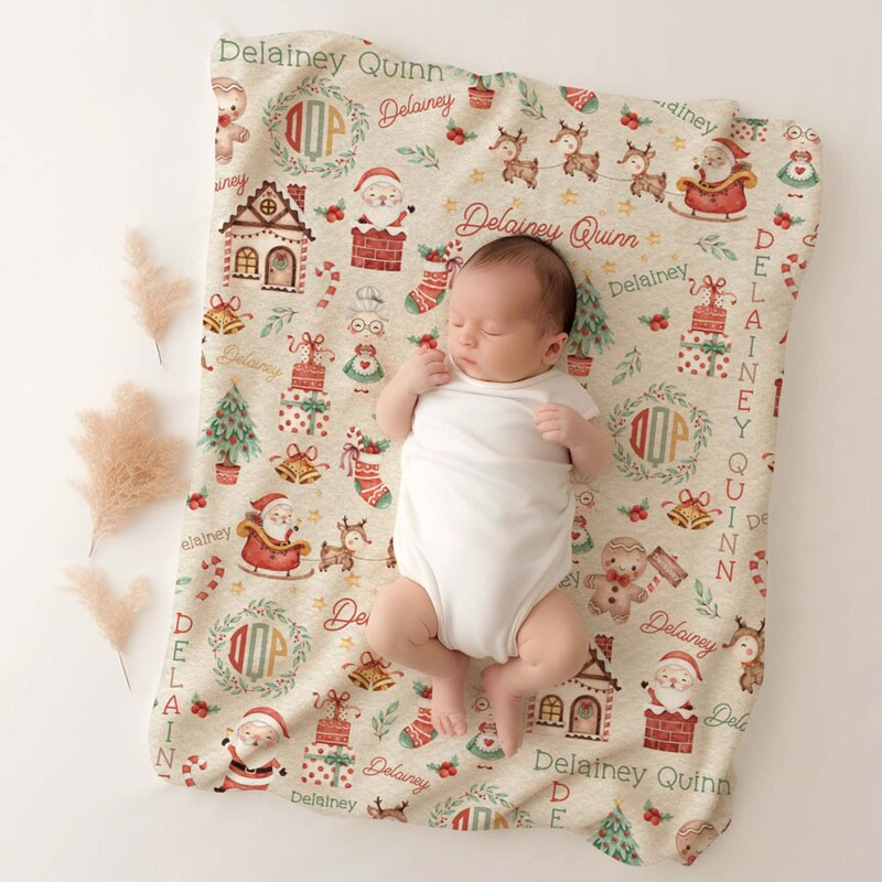 Personalized Santa Claus Blanket Gift For Baby