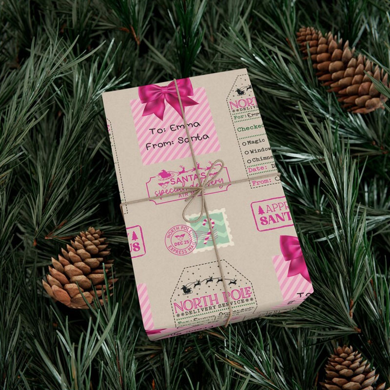 Personalized Santa Claus Wrapping Paper North Pole Gift Wrap
